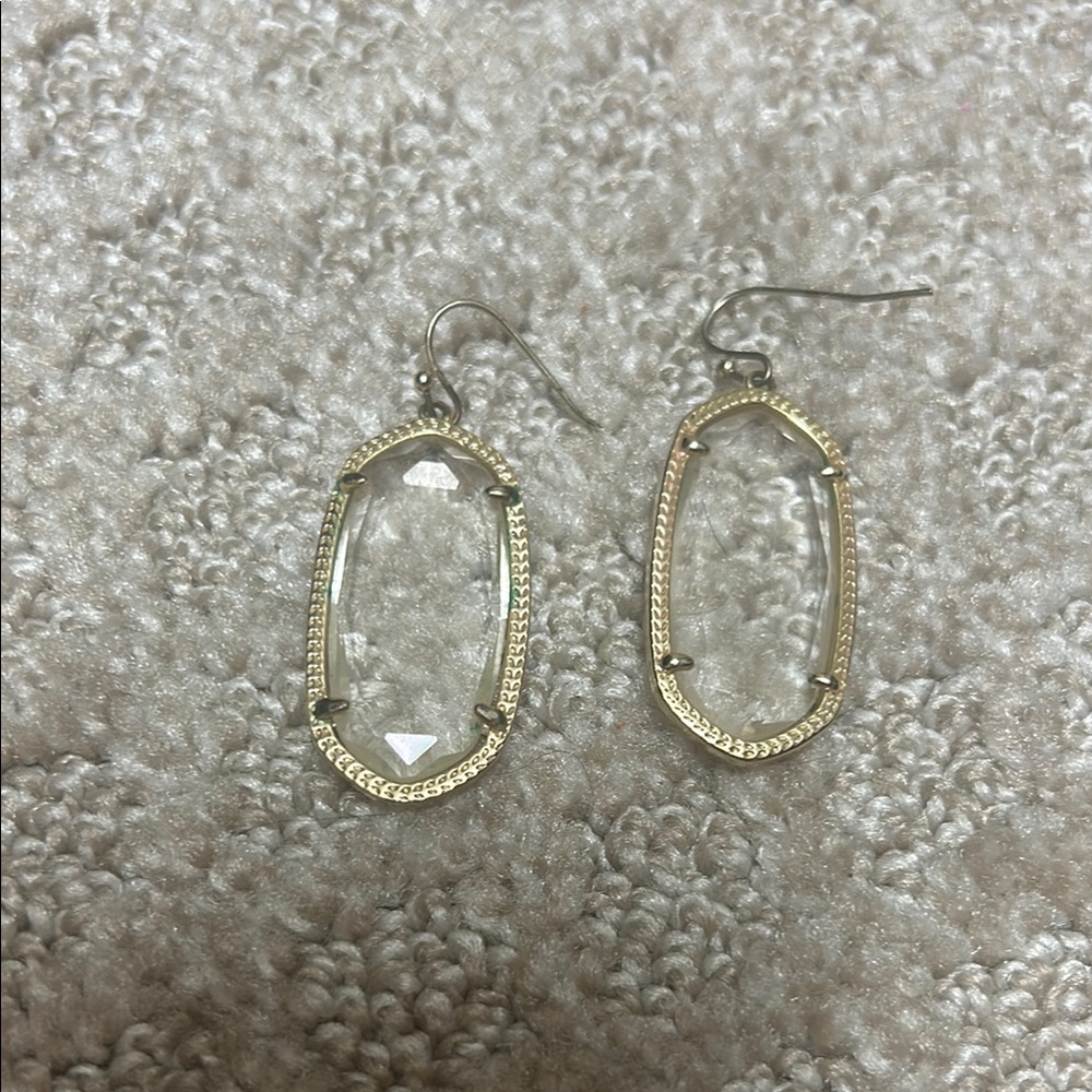 Kendra Scott Gold Framed Clear Earrings